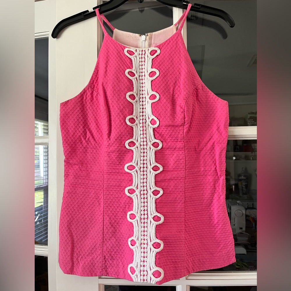 Lilly Pulitzer Pink Sleeveless Top with Lace Detail